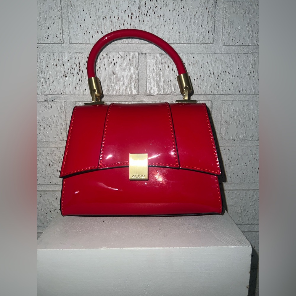 Aldo Red Patent Mini Top-Handle Bag